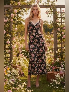 Liberty Love Milkmade Maxi Floral Dress Slip Sweetheart Sleeveless XL NWT